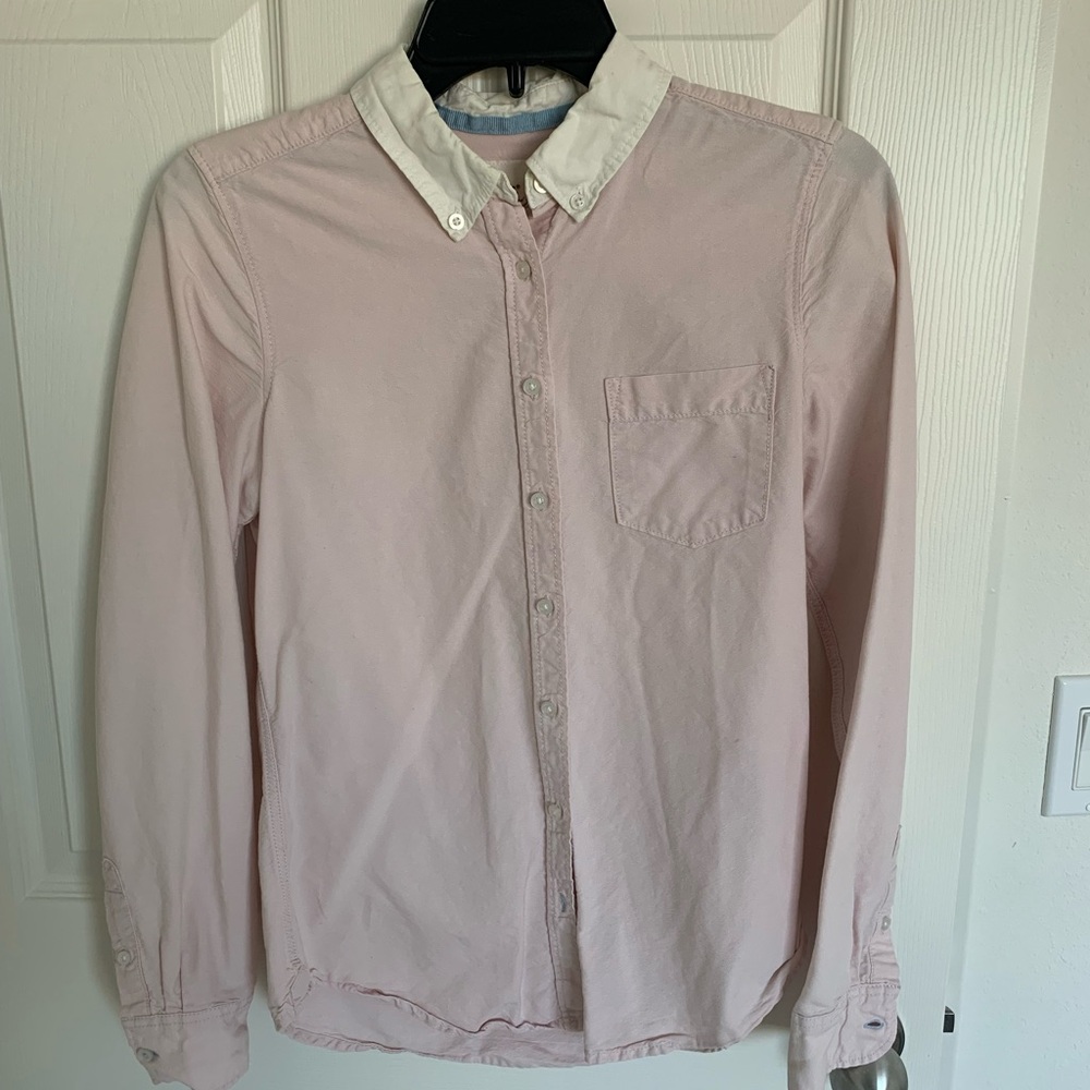 H&M Pink and White Casual Button Down Shirt